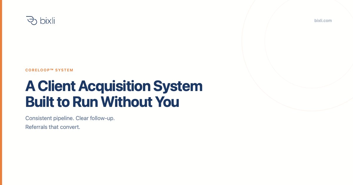 Client Acquisition — Bixli COREloop™ System